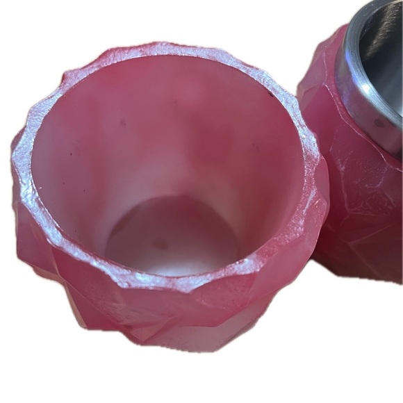 Pink Geometric Mugs with Stainless Steel Interior - Picture 3 of 6